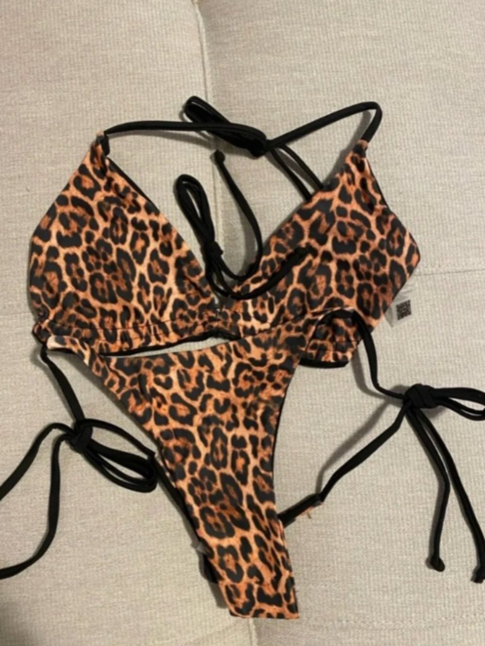 Leopard Print Triangle String Bikini Set - Picture 5 of 5